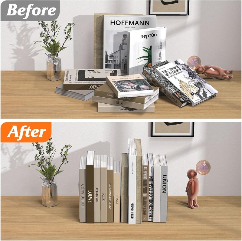 Dooiclear Acrylic Bookends 4 Pcs, Clear Book Ends for Shelves, Transparent Bookend Organizer, Book Holder Stand Decorative, Book Stoppers for Heavy Duty Books, CD, File, Video Games - Image 4